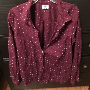 Maroon polka dot blouse